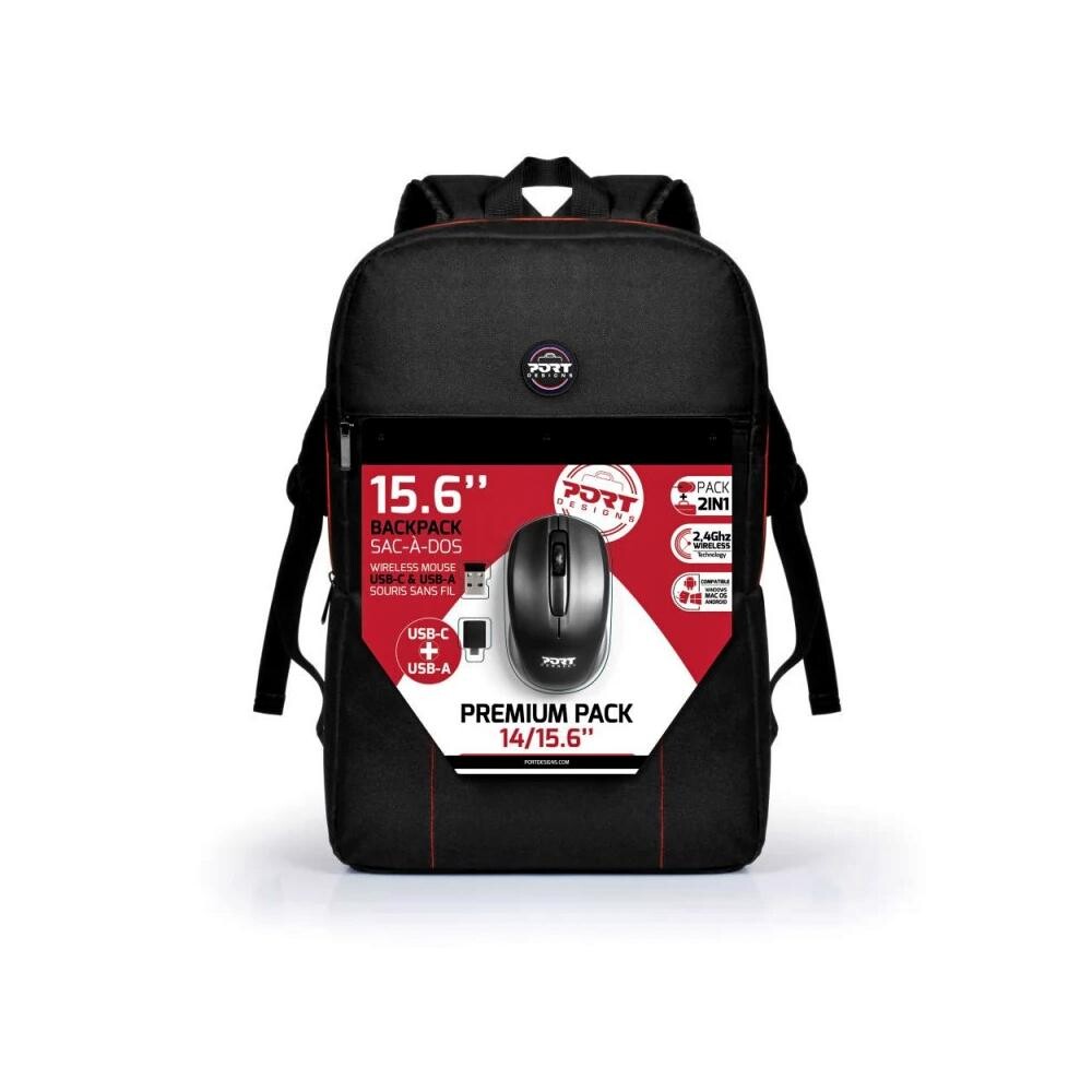 PORT Designs Premium 15.6" Laptop Backpack &amp; Wireless Mouse Bundle